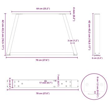 Esstisch Beine V-Form 2 Stück Anthrazit 70x(42-43,3) cm Stahl