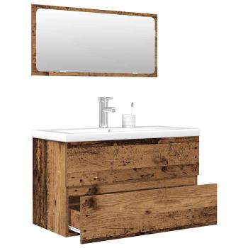 ARDEBO.de - 3-tlg. Badmöbel-Set Altholz-Optik Holzwerkstoff