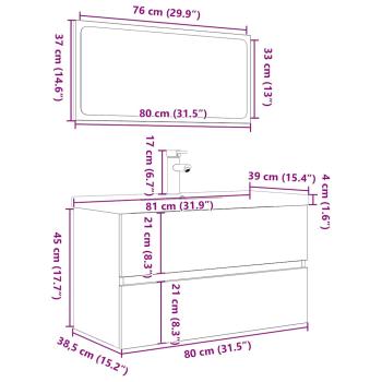 3-tlg. Badmöbel-Set Altholz-Optik Holzwerkstoff