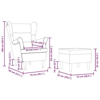 Sessel mit Fußhocker Taupe Stoff