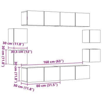 TV-Wandschränke 8 Stk. Altholz-Optik Holzwerkstoff