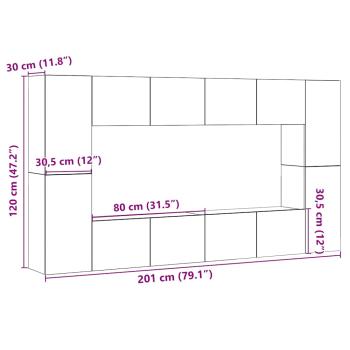 TV-Wandschränke 8 Stk. Altholz-Optik Holzwerkstoff