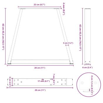 Esstisch Beine V-Form 2 Stück Anthrazit 28x(42-43,3) cm Stahl