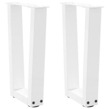ARDEBO.de - Esstisch Beine V-Form 2 Stück Weiß 38x(42-43,3) cm Stahl