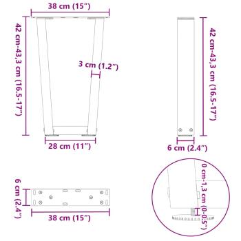 Esstisch Beine V-Form 2 Stück Weiß 38x(42-43,3) cm Stahl