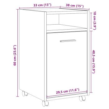 Schrank mit Rollen Artisan-Eiche 33x38x60 cm Holzwerkstoff
