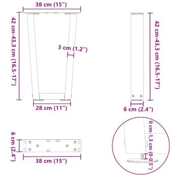 Esstischbeine V-Form 2 Stück Anthrazit 38x(42-43,3) cm Stahl