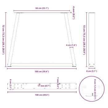 ARDEBO.de - Esstischbeine V-Form 2 Stück Weiß 100x(72-73,3) cm Stahl