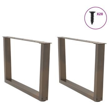 ARDEBO.de - Esstisch Beine V-Form 2 Stück Naturstahl 70x(42-43,3) cm Stahl