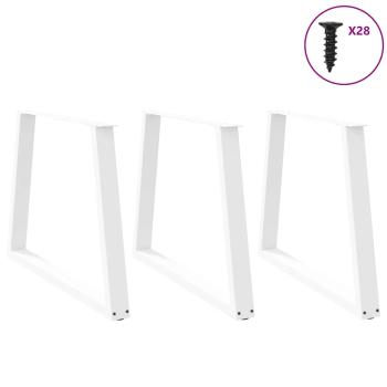 Esstischbeine V-Form 3 Stück Weiß 100x(72-73,3) cm Stahl