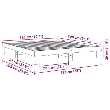 Massivholzbett ohne Matratze 180x200 cm Eichenholz