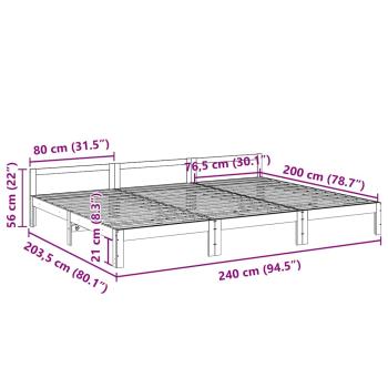 Familienbett ohne Matratze Wachsbraun 240x200 cm Massivholz