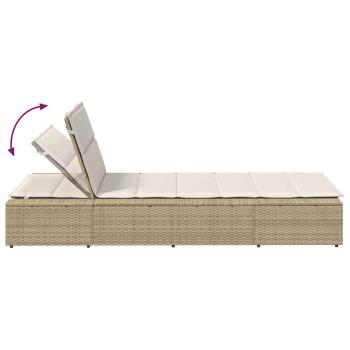 Sonnenliege mit schwebender Auflage Beige Poly Rattan