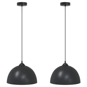 ARDEBO.de - Pendelleuchten 2 Stk. Höhenverstellbar E27 Schwarz Ø30cm Metall