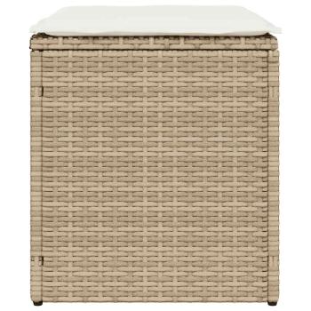Gartenhocker mit Kissen 2 Stk. Beige 40x40x43 cm Poly Rattan