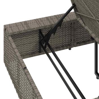 Sonnenliege mit schwebender Auflage Grau Poly Rattan