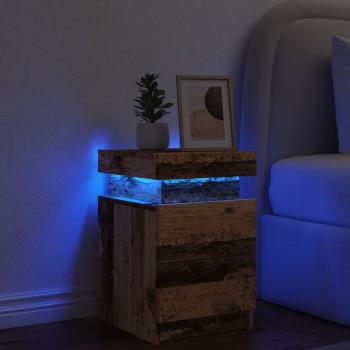 ARDEBO.de - LED-Nachttisch Altholz-Optik 35x39x55 cm Holzwerkstoff