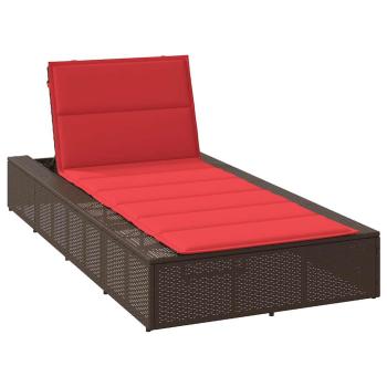 ARDEBO.de - Sonnenliege mit schwebender Auflage Braun Poly Rattan