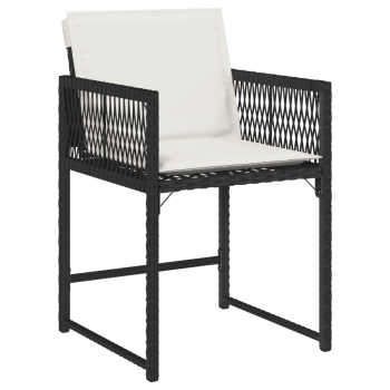 13-tlg. Garten-Essgruppe mit Kissen Schwarz Poly Rattan