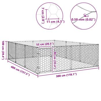 Outdoor-Hundezwinger mit Tür 3x4x1 m Verzinkter Stahl