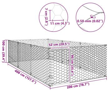 Outdoor-Hundezwinger mit Tür 2x4x1 m Verzinkter Stahl