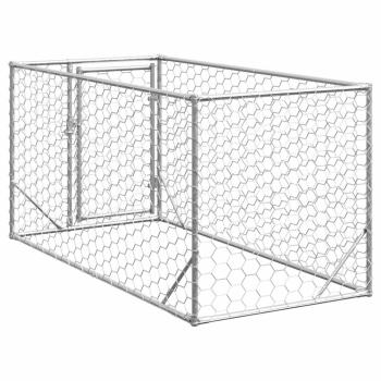 Outdoor-Hundezwinger mit Tür 2x1x1 m Verzinkter Stahl