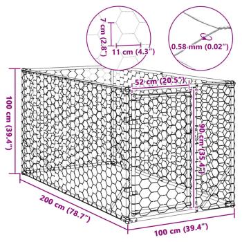 Outdoor-Hundezwinger mit Tür 2x1x1 m Verzinkter Stahl