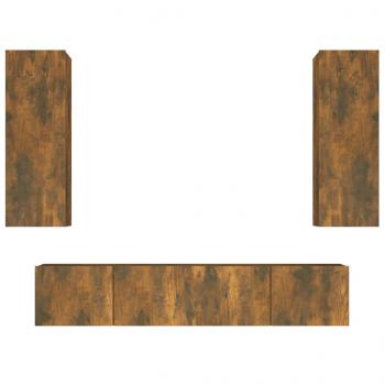 4-tlg. TV-Schrank-Set Räuchereiche Holzwerkstoff