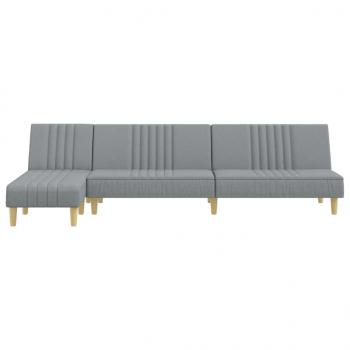 Schlafsofa in L-Form Hellgrau 255x140x70 cm Stoff