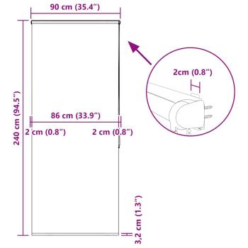 Duschrollo mit Kassette 90x240 cm Stoffbreite 86 cm