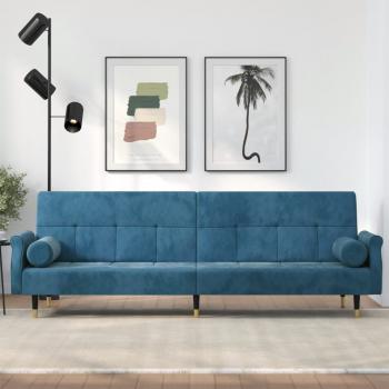 ARDEBO.de - Schlafsofa mit Kissen Blau Samt