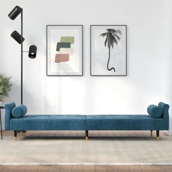Schlafsofa mit Kissen Blau Samt