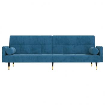 Schlafsofa mit Kissen Blau Samt
