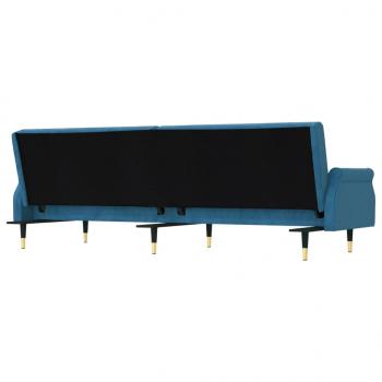 Schlafsofa mit Kissen Blau Samt