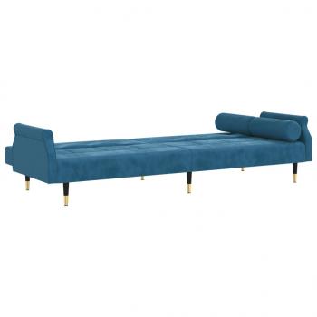 Schlafsofa mit Kissen Blau Samt