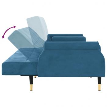 Schlafsofa mit Kissen Blau Samt