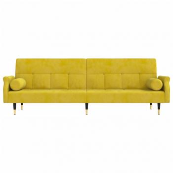 Schlafsofa mit Kissen Gelb Samt