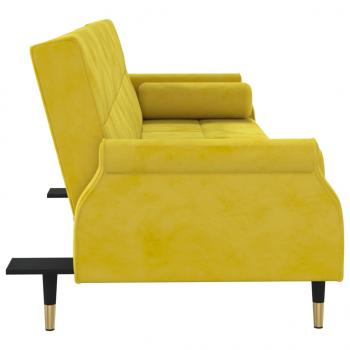 Schlafsofa mit Kissen Gelb Samt