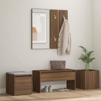 ARDEBO.de - Garderoben-Set Braun Eichen-Optik Holzwerkstoff