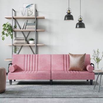 ARDEBO.de - Schlafsofa mit Armlehnen Rosa Samt