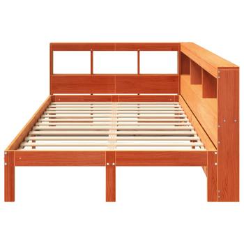 Massivholzbett mit Regal ohne Matratze Wachsbraun 120x200 cm