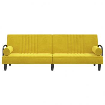 Schlafsofa mit Armlehnen Gelb Samt