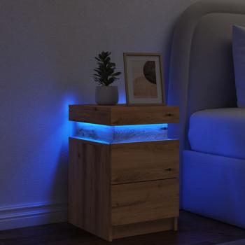 ARDEBO.de - LED-Nachttisch Artisan-Eiche 35x39x55 cm Holzwerkstoff