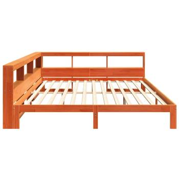 Massivholzbett mit Regal ohne Matratze Wachsbraun 180x200 cm