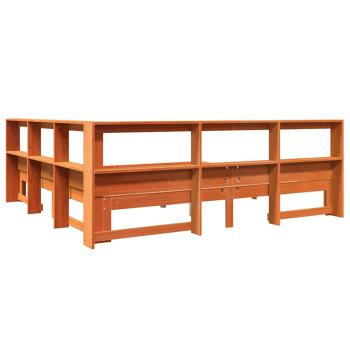 Massivholzbett mit Regal ohne Matratze Wachsbraun 180x200 cm