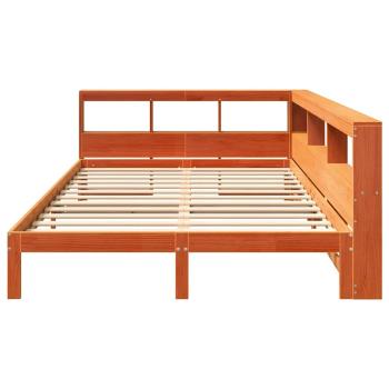 Massivholzbett mit Regal ohne Matratze Wachsbraun 140x190 cm