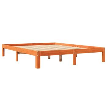 Massivholzbett mit Regal ohne Matratze Wachsbraun 140x190 cm