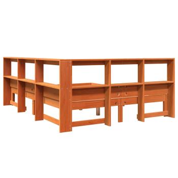 Massivholzbett mit Regal ohne Matratze Wachsbraun 140x190 cm