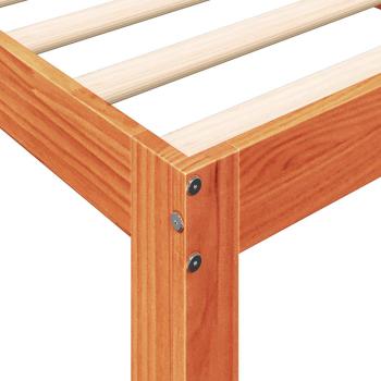 Massivholzbett mit Regal ohne Matratze Wachsbraun 140x190 cm