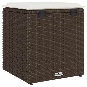 Gartenhocker mit Kissen 2 Stk. Braun 40x40x43 cm Poly Rattan